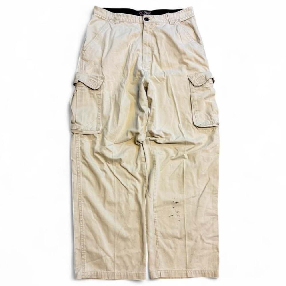 Plugg Worldwide Cargo Pants Size 34x32 Tan Y2K Utility Wide Leg
